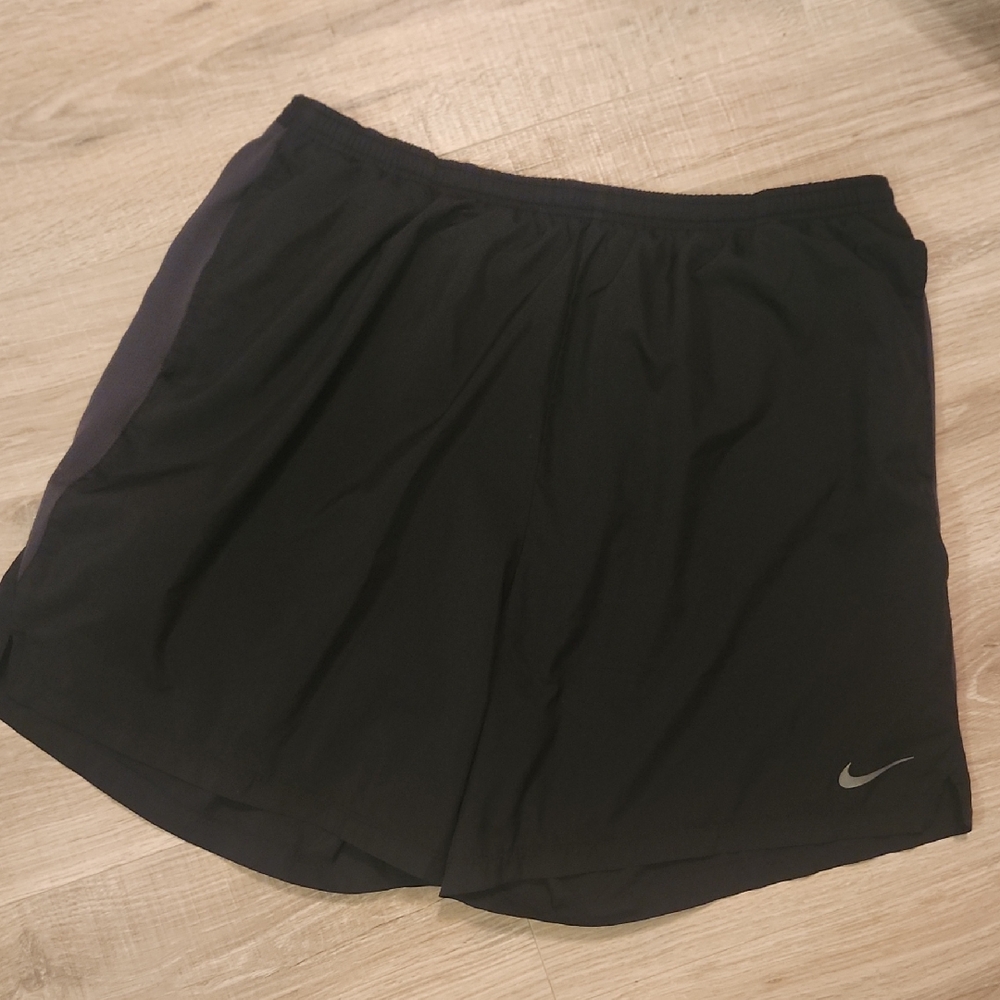 Nike Black Athletic Shorts with Silver Logo
